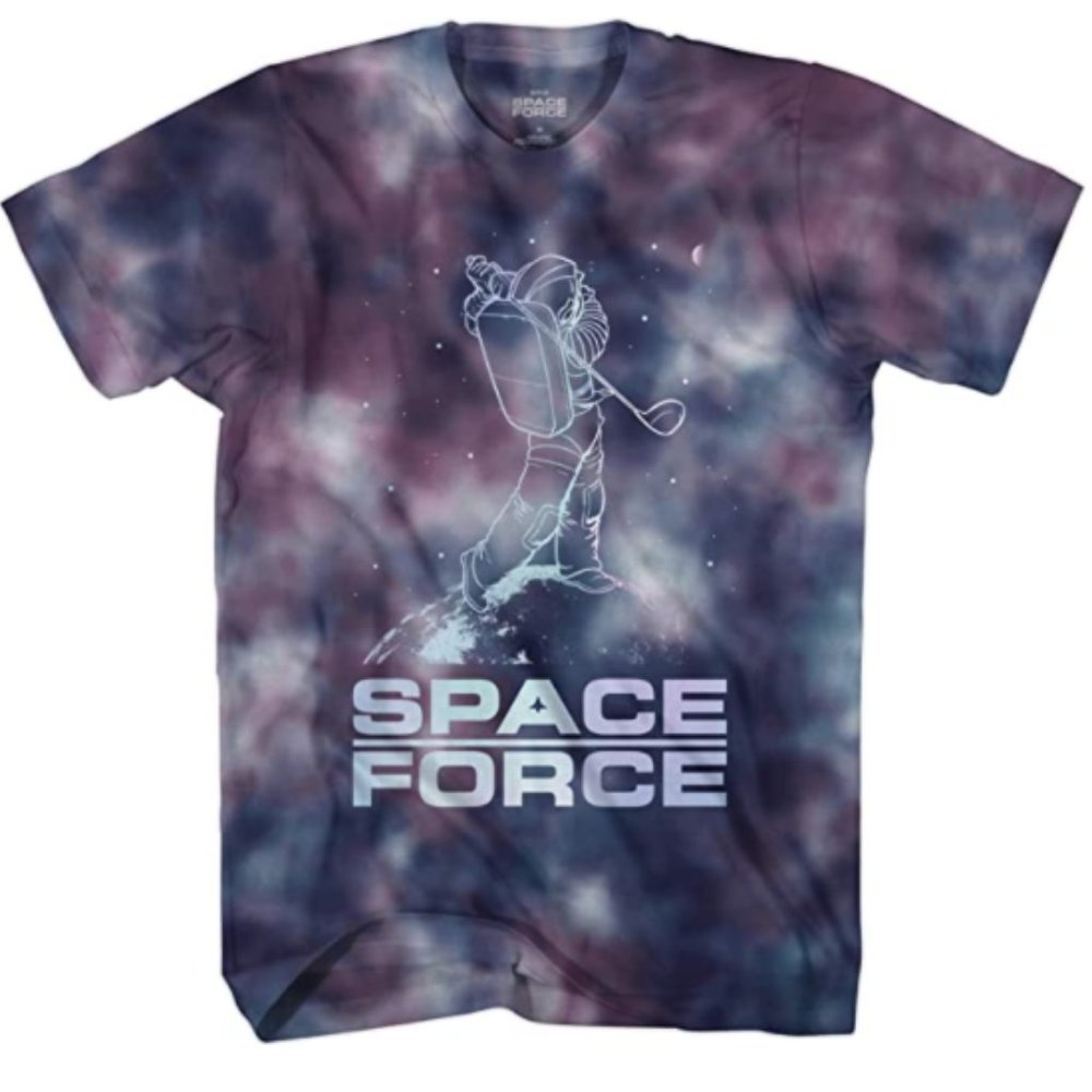 Space Force Moon Golf  Tie Dye Graphic Tshirt